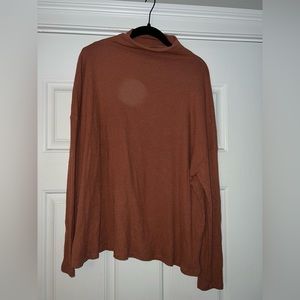 A New Day, Mock Neck, Burnt Orange, Size XXL, ribbed long sleeve shirt.